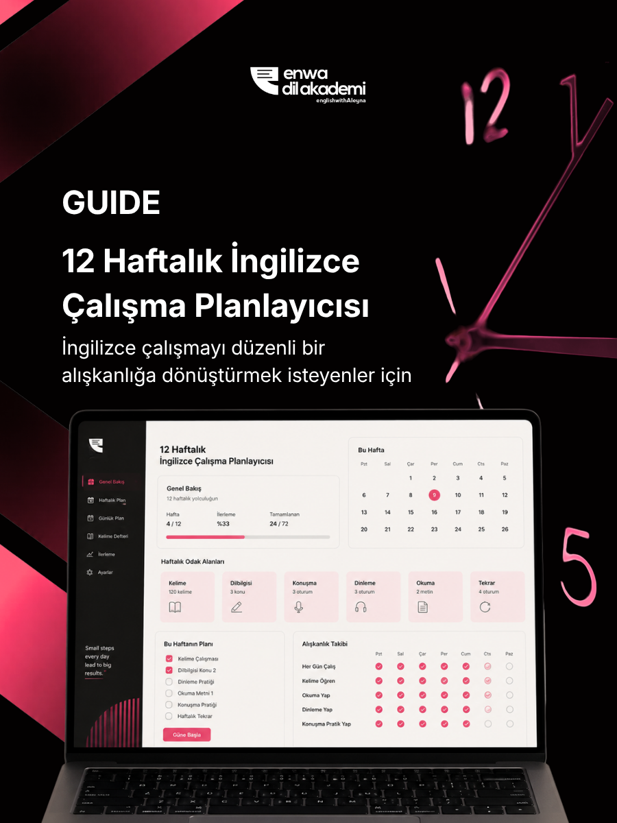 12 Haftalık İngilizce Çalışma Planlayıcısı kaynağı