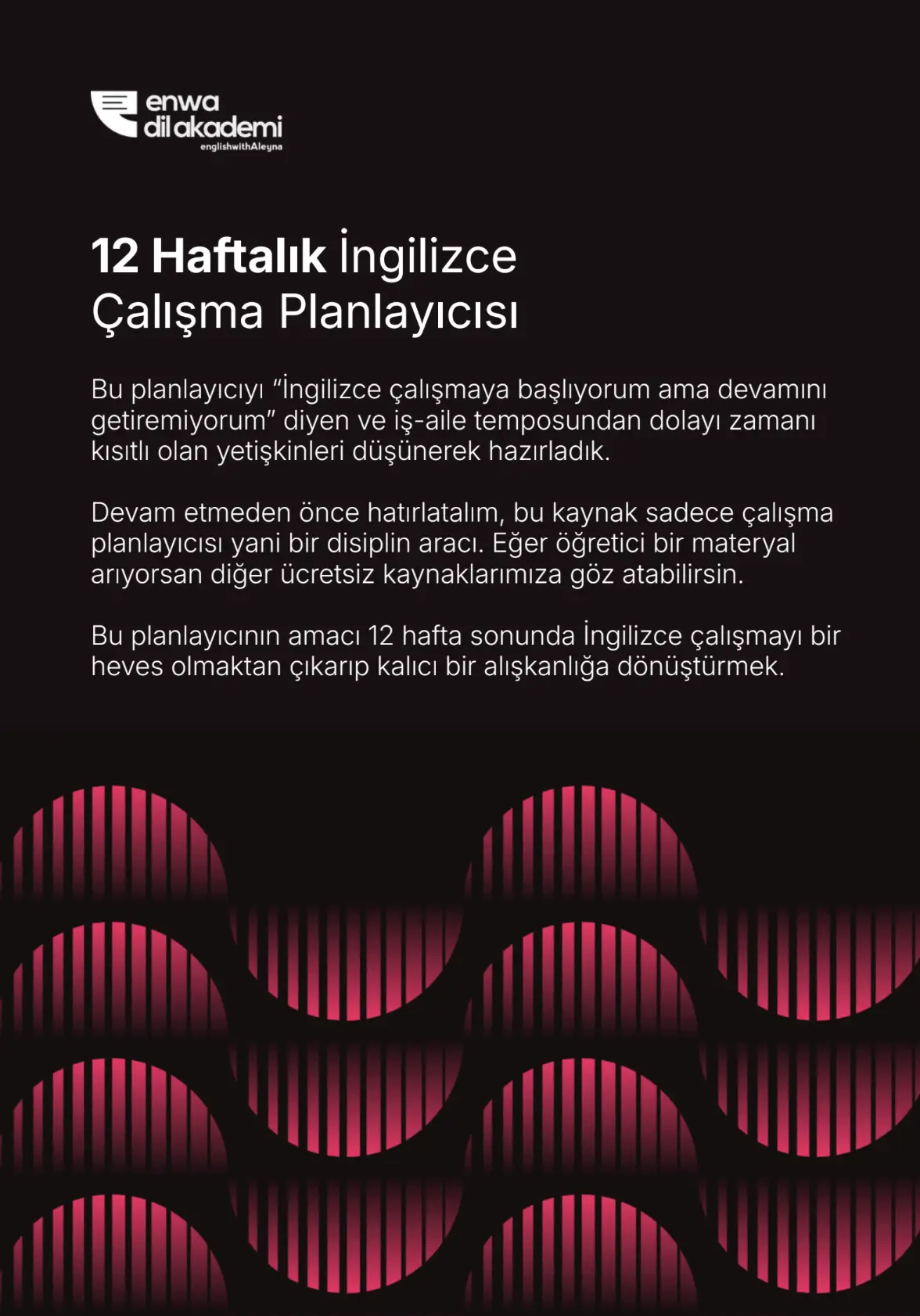 12 Haftalık İngilizce Çalışma Planlayıcısı