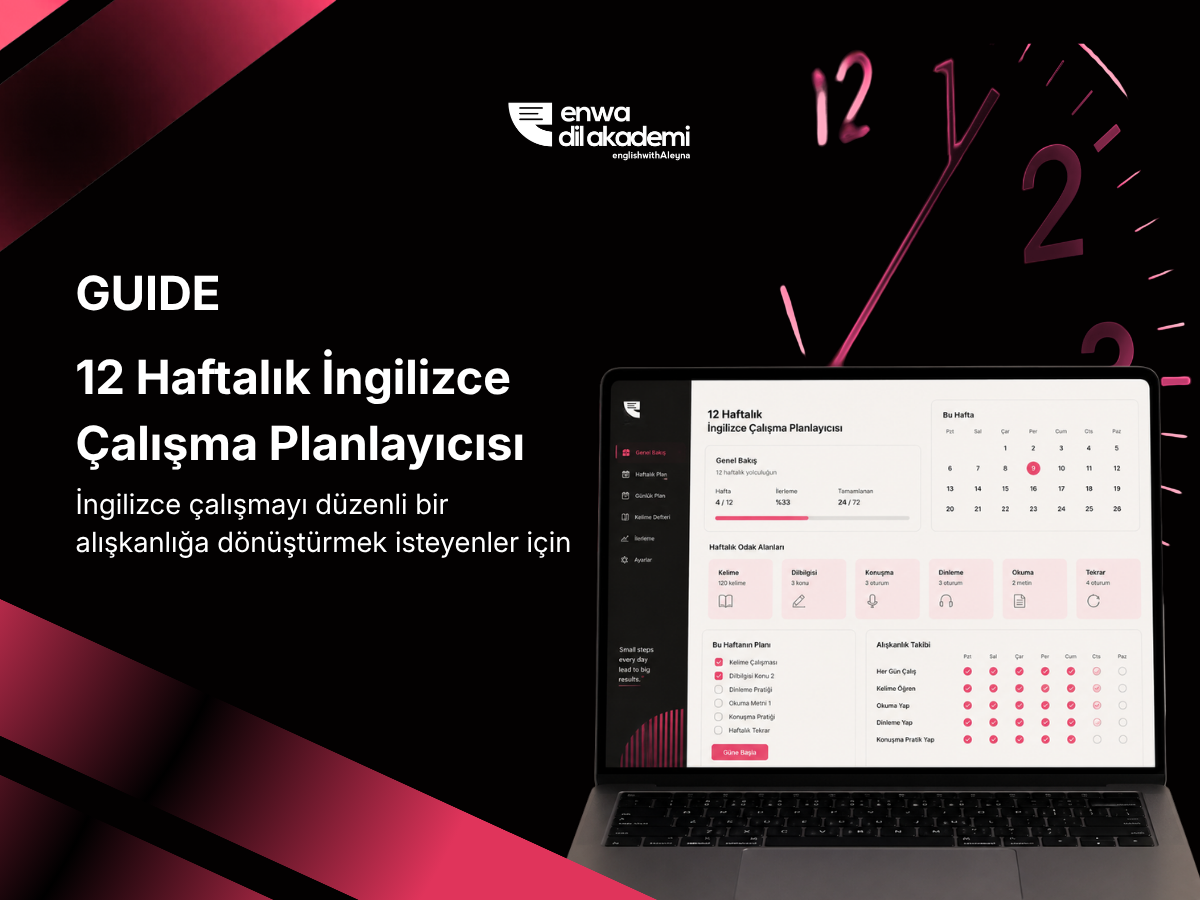 12 Haftalık İngilizce Çalışma Planlayıcısı
