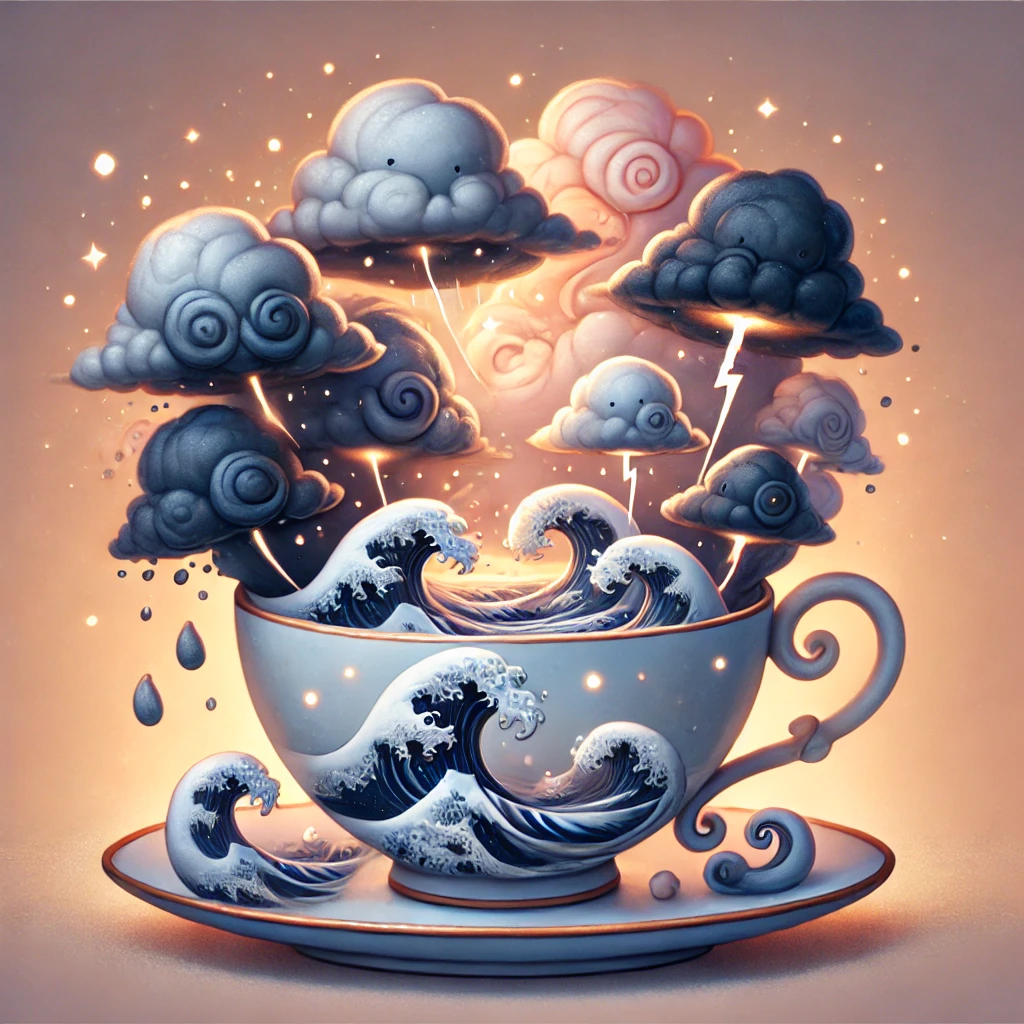 Bir fincan çayın içinde küçük bir fırtına (storm in a teacup). 